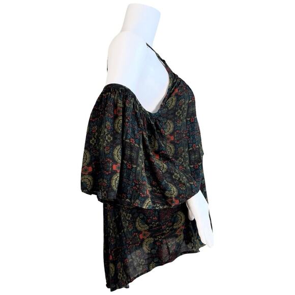 Sea Gypsies Floral Lace Up Cold Shoulder Top SZ L $69 - Picture 8 of 11